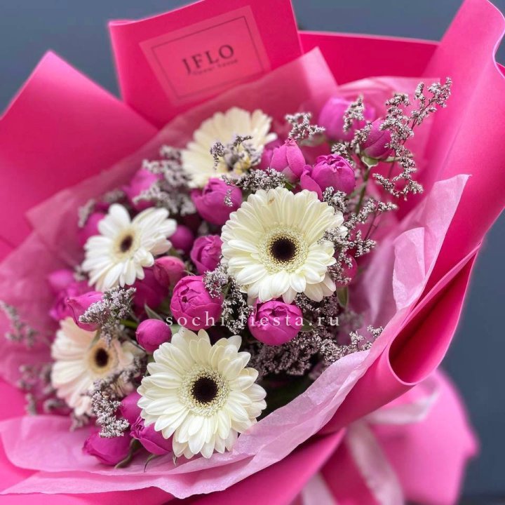 Букет гербер и мисти бабблс  в Тольятти