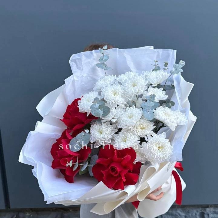 Дуо розы и хризантемы в Тольятти