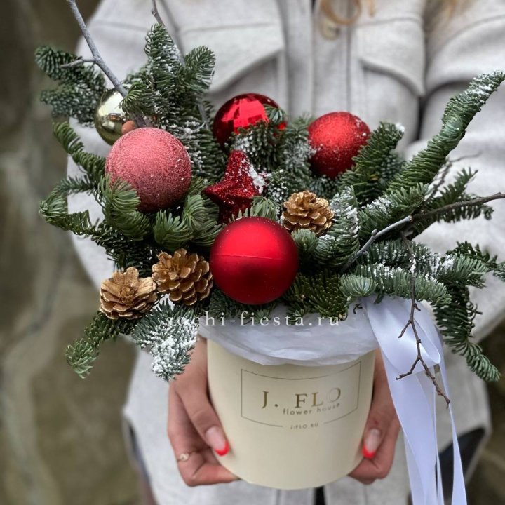 Новогодняя композиция в коробке ред в Тольятти