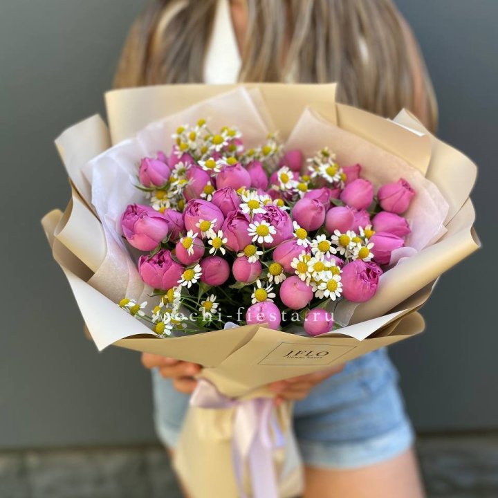 Дуобукет мисти с ромашками  в Тольятти