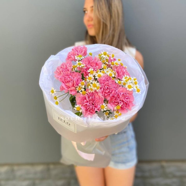 Дуобукет диантусов и ромашек в Тольятти