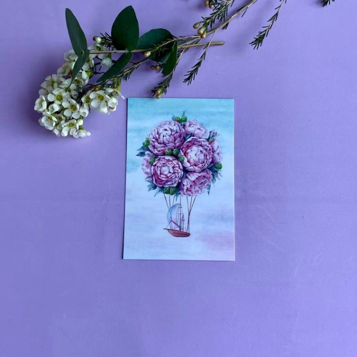 Открытка к букету "Пион" в Тольятти