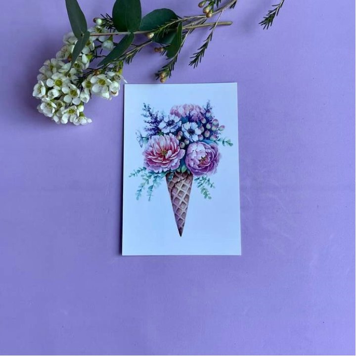 Открытка к букету "Цветочно-кремовый" в Тольятти