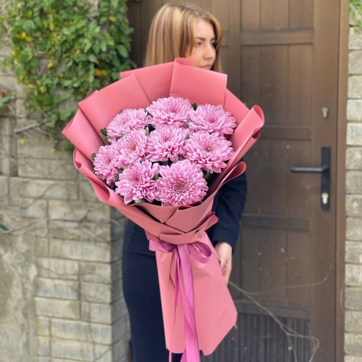 Букет хризантем розовый в Тольятти