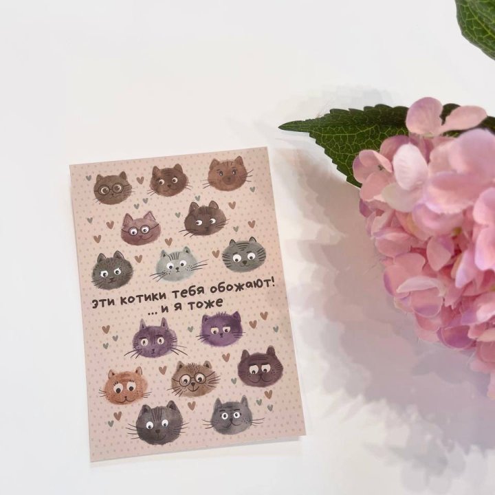 Открытка к букету "Котики" в Тольятти