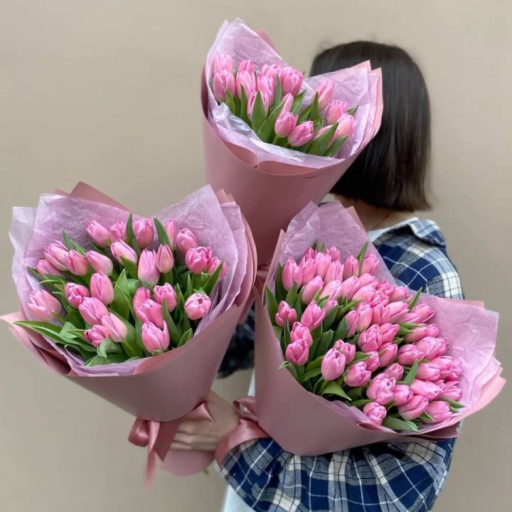 Букет розовых тюльпанов в Тольятти