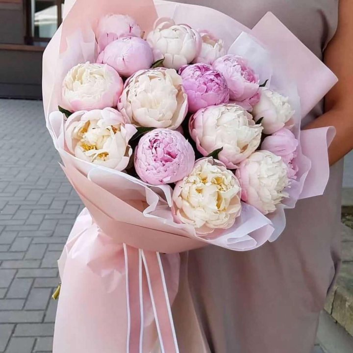 Букет пионов "Маршмелоу" в Тольятти