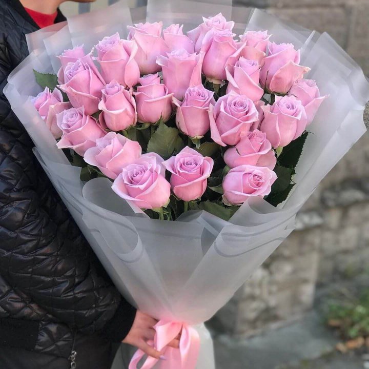 25 высоких розовых роз в Тольятти