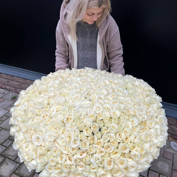 501 белая роза в корзине в Тольятти