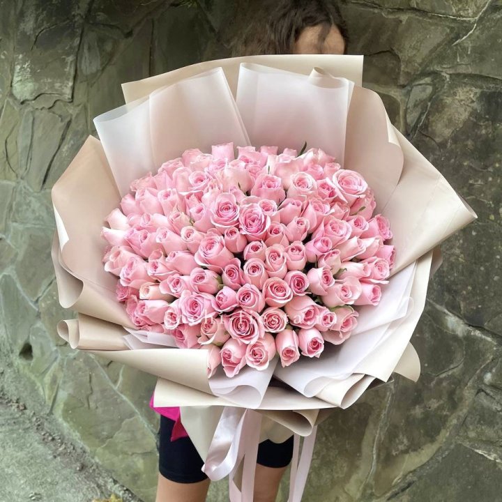 101 нежно-розовая роза Каролина  в Тольятти