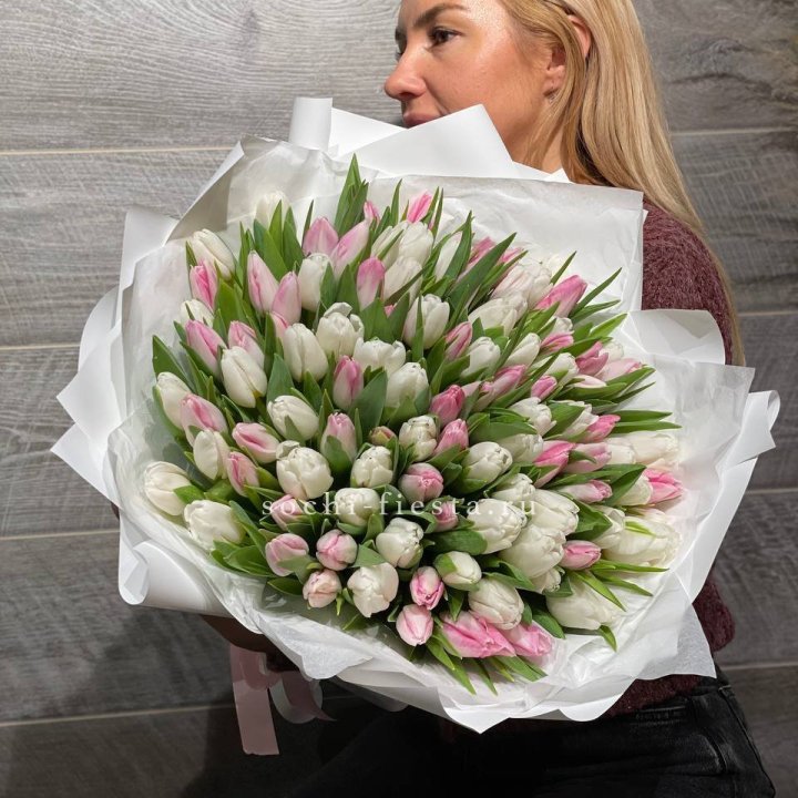 101 тюльпан нежный микс в Тольятти