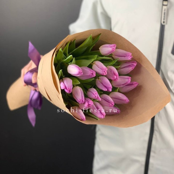 19 розовых  тюльпанов в Тольятти