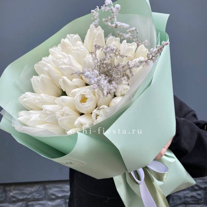 Букет белых тюльпанов "Бьянко" в Тольятти